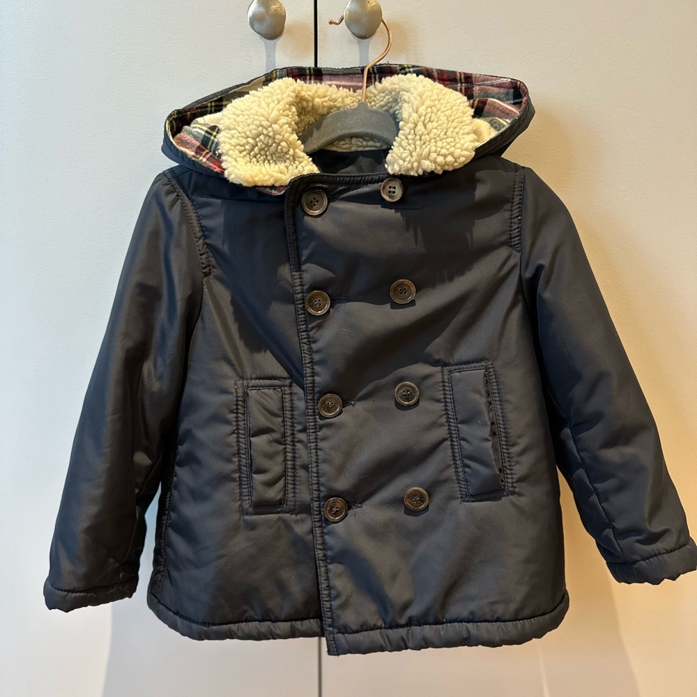Boy Navy Double-Breasted coat